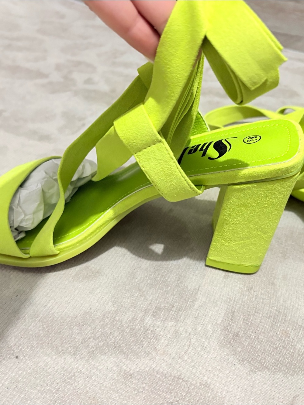 Women’s Neon Lime Strappy Sandals - Picture 2 of 4